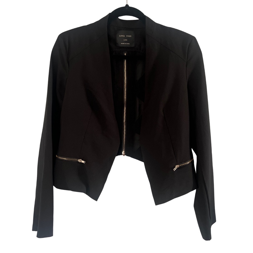 LOVE TREE Black Zip-Back Blazer Jacket– Size L